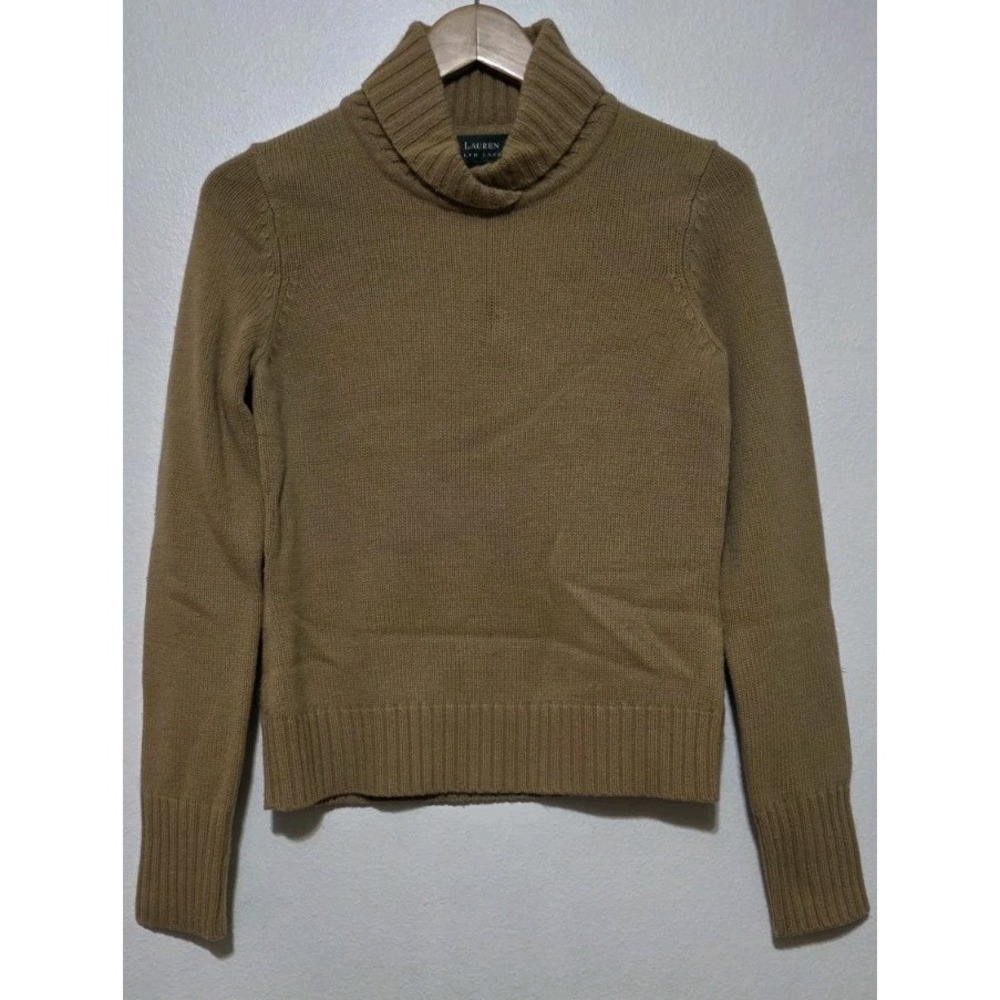 Ralph Lauren Wool Cashmere Mock Neck Angora Rabbit Sweater Sm Tan Thick Staple